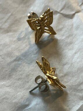 Goldtone Butterfly Stud Earrings